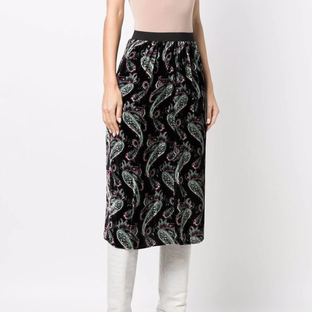 Isabel Marant Paisley Printed Velvet Skirt